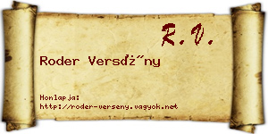 Roder Versény névjegykártya